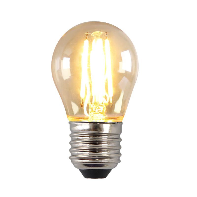 Dimbare Olucia E27 LED lamp, P45, 4W, Amber glas, 2200K
