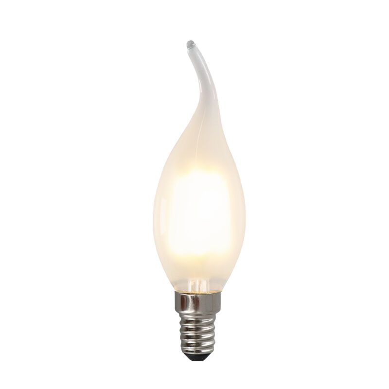 Dimbare Olucia E14 LED tipkaars, 3W, Wit glas, 2700k Dimbare Olucia E14 LED tipkaars, 3W, Wit glas, 2700k