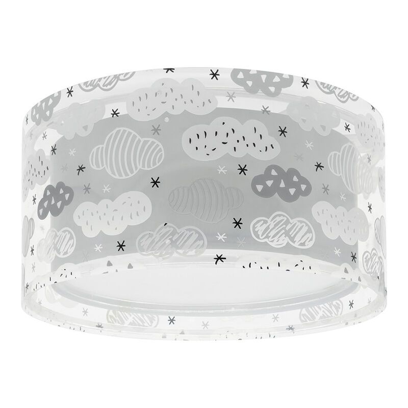 Grijze kinderkamer plafondlamp kunststof, Wolkjes
