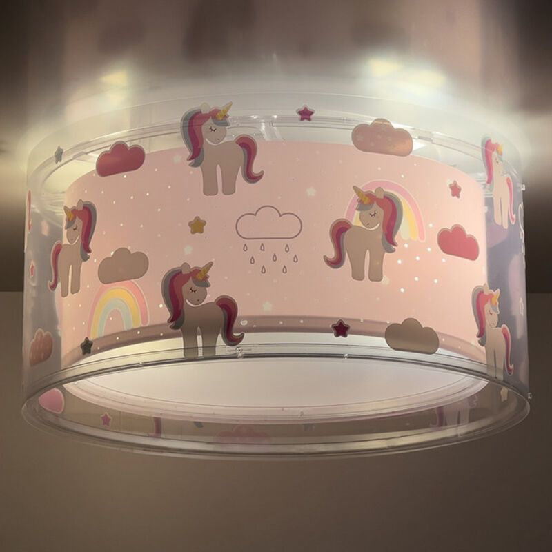 Roze kinderkamer plafondlamp kunststof, Unicorn Roze kinderkamer plafondlamp kunststof, Unicorn