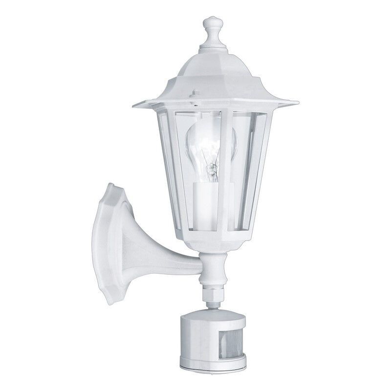 Witte klassieke buiten wandlamp met bewegingssensor aluminium, Alieke, IP44