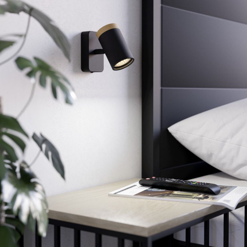 Zwarte moderne wandspot staal, Conradus, IP44