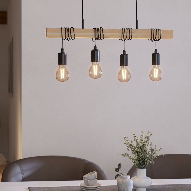 Houten balk hanglamp zwart, Anton
