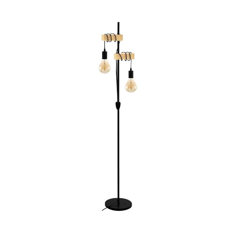 Zwarte landelijke vloerlamp, Anton, staal Zwarte landelijke vloerlamp, Anton, staal