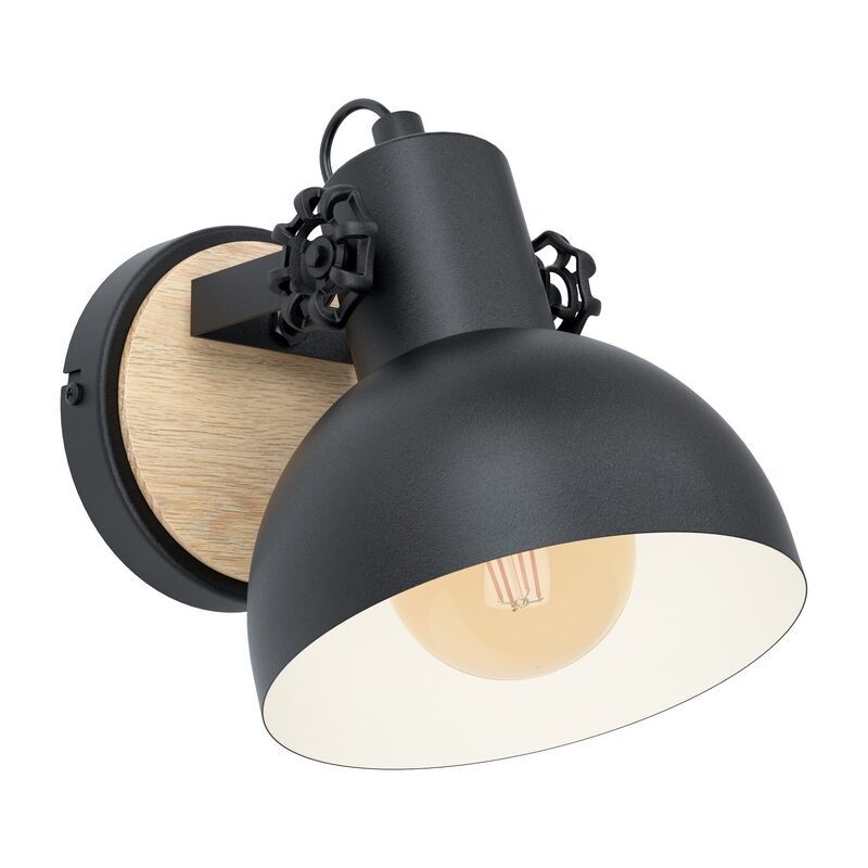 Zwarte industriële wandlamp, Elmira, staal