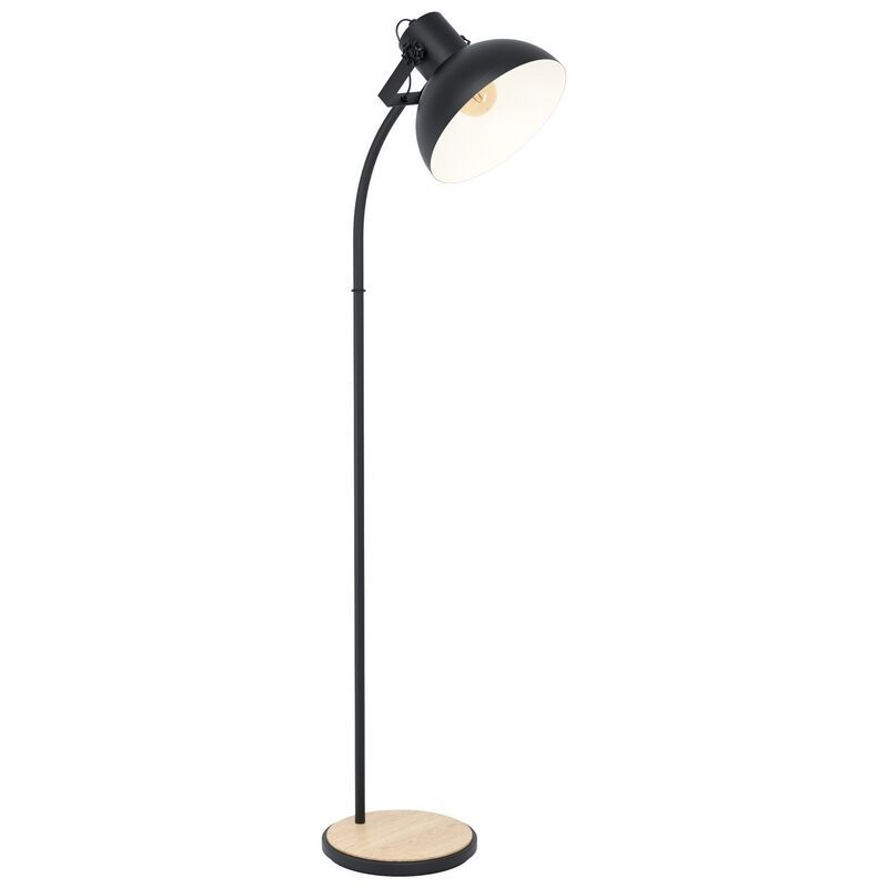 Zwarte industriële vloerlamp, Elmira, staal