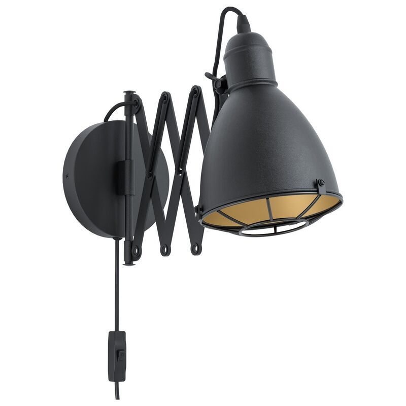 Zwarte industriële wandlamp, Wilmar, staal