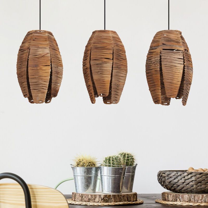 Houten hanglamp bruin, Joyca