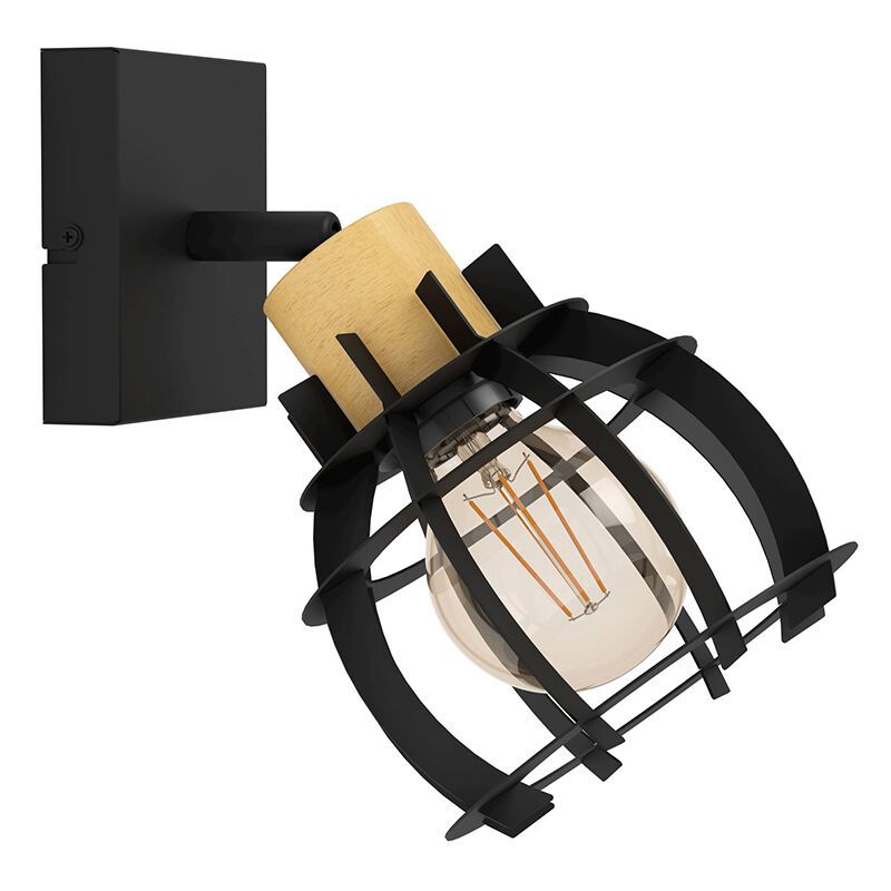 Zwarte retro wandspot aluminium, Redouan