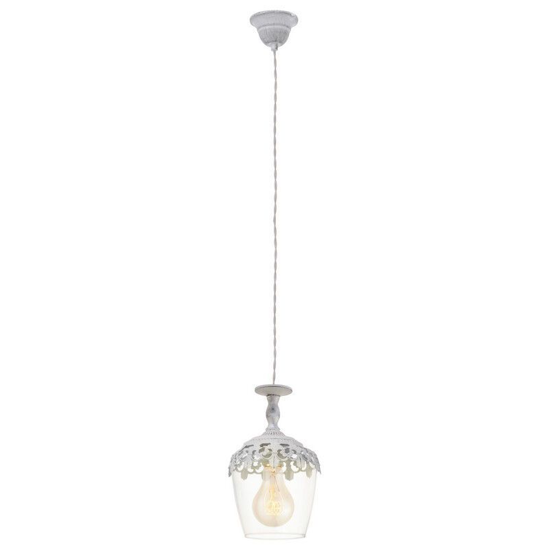 Witte landelijke hanglamp glas, Fredda