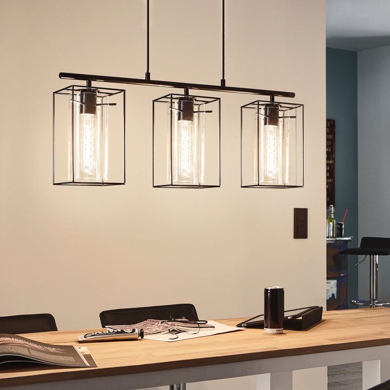 Zwarte industriële hanglamp glas, Aprica