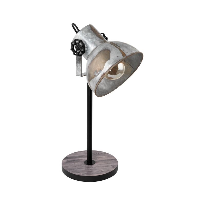 Bruine industriële tafellamp, Angelina, hout