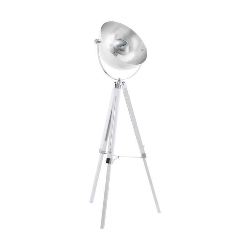Witte industriële driepoot vloerlamp staal, Nickolas, met schakelaar