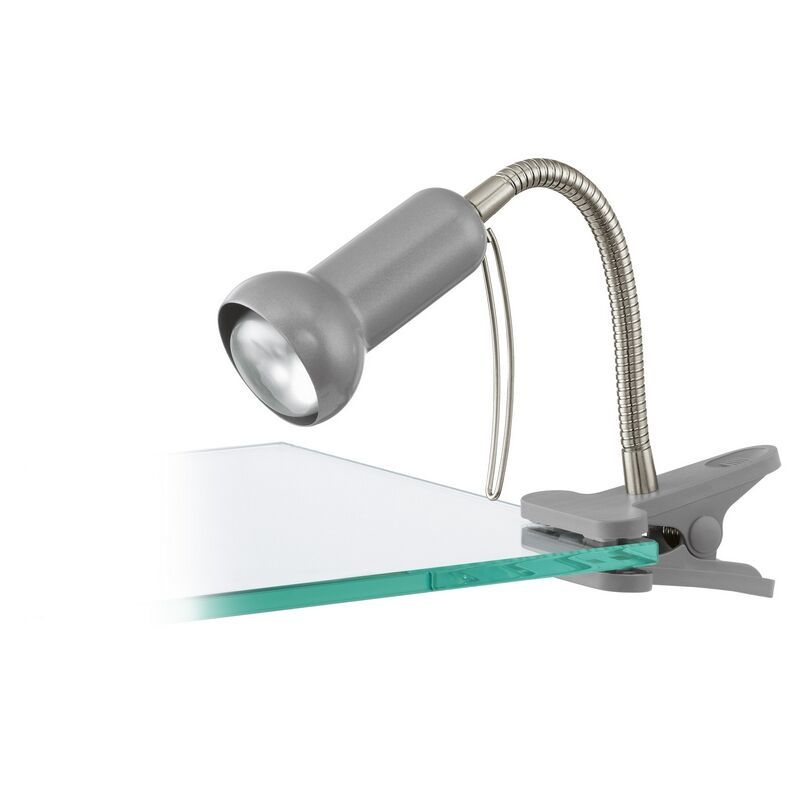 Zilveren klemlamp Okko, staal Zilveren klemlamp Okko, staal
