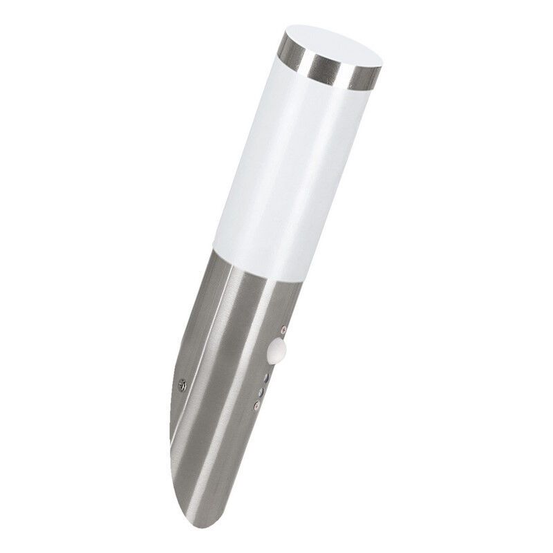 Zilveren buiten wandlamp met bewegingssensor kunststof, Carlein, IP44 Zilveren buiten wandlamp met bewegingssensor kunststof, Carlein, IP44