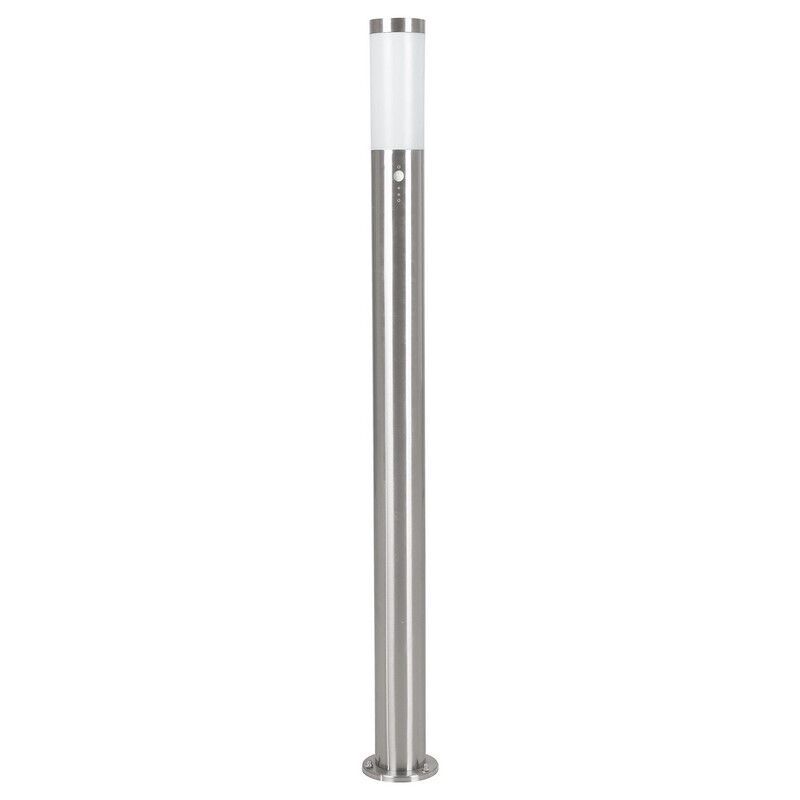 Zilveren staande buitenlamp met schemersensor kunststof, Carlein, IP44