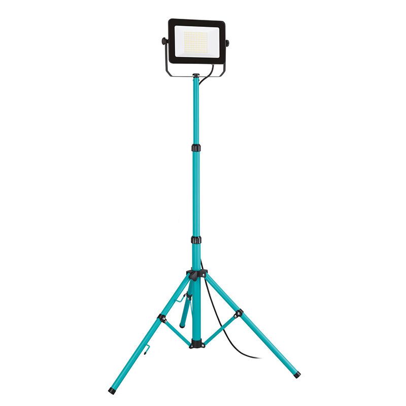 Blauwe werklamp aluminium, Angelos, 100W, 4000K LED, IP65, met schakelaar Blauwe werklamp aluminium, Angelos, 100W, 4000K LED, IP65, met schakelaar