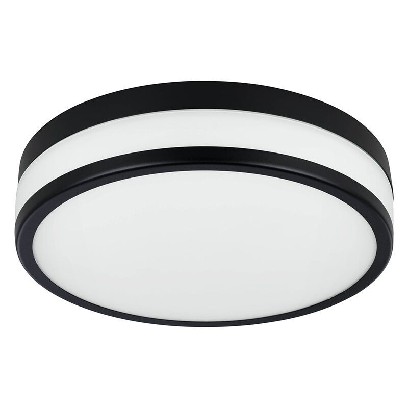 Zwarte badkamer plafondlamp glas, Jacco, 5,7W, 3000K LED, IP44