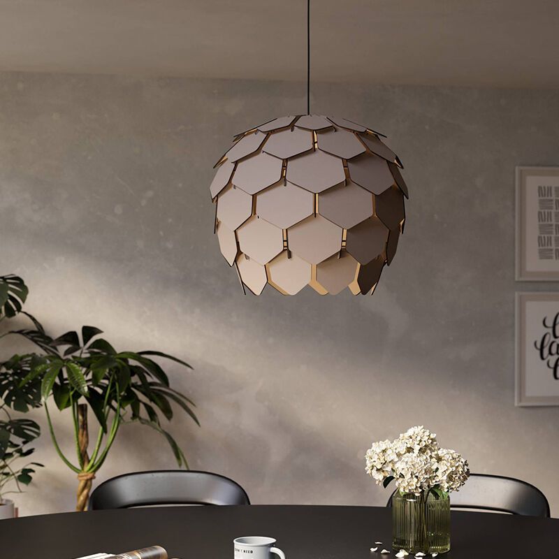 Grijze design hanglamp hout, Latoya