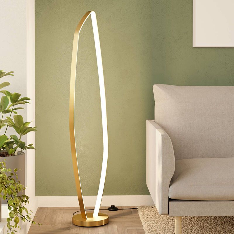 Gouden design vloerlamp aluminium, Samson, 25,2W, 3000K LED, met schakelaar