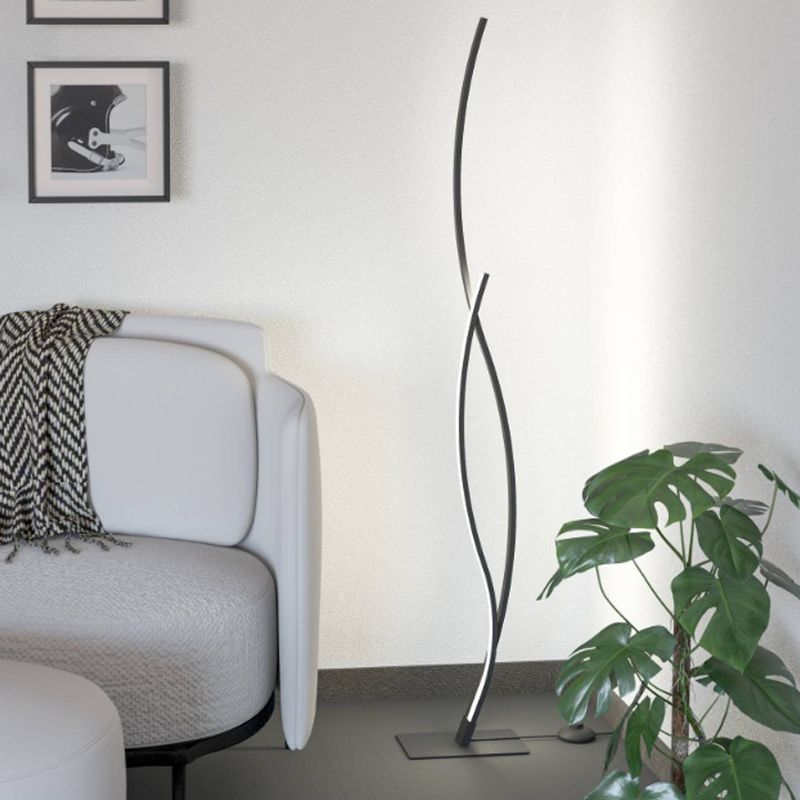 Zwarte design vloerlamp staal, Tevin, 20W, 4000K LED, met schakelaar Zwarte design vloerlamp staal, Tevin, 20W, 4000K LED, met schakelaar
