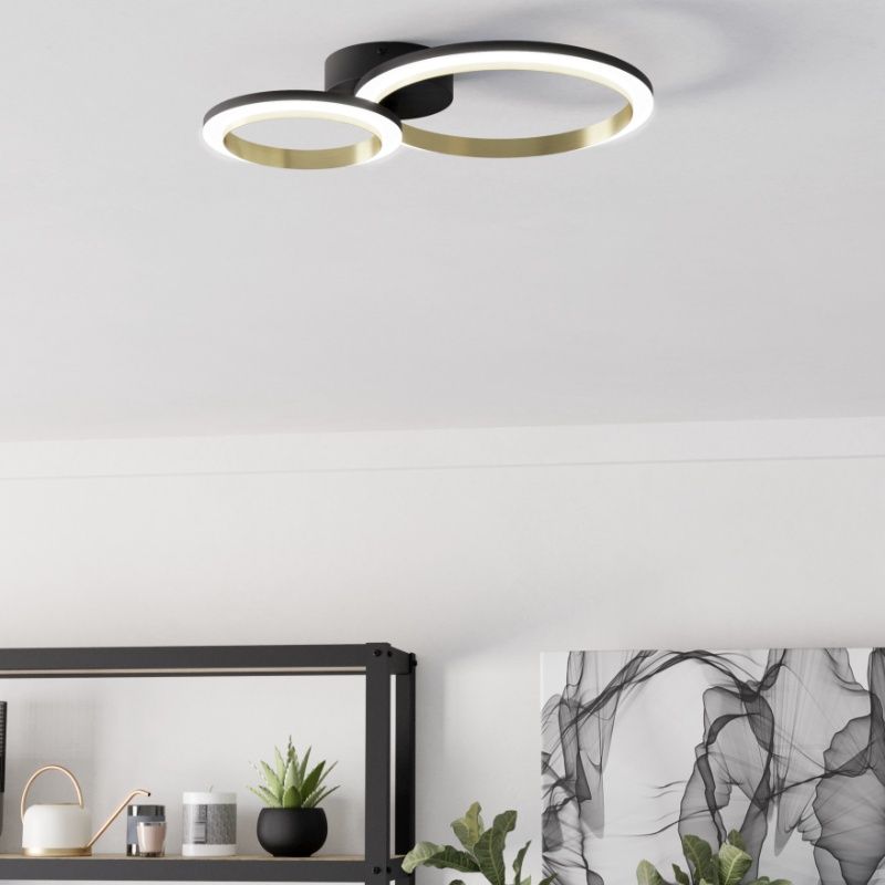 Messing design plafondlamp kunststof, Conrad, 12W, 4000K LED, 3-staps dimbaar