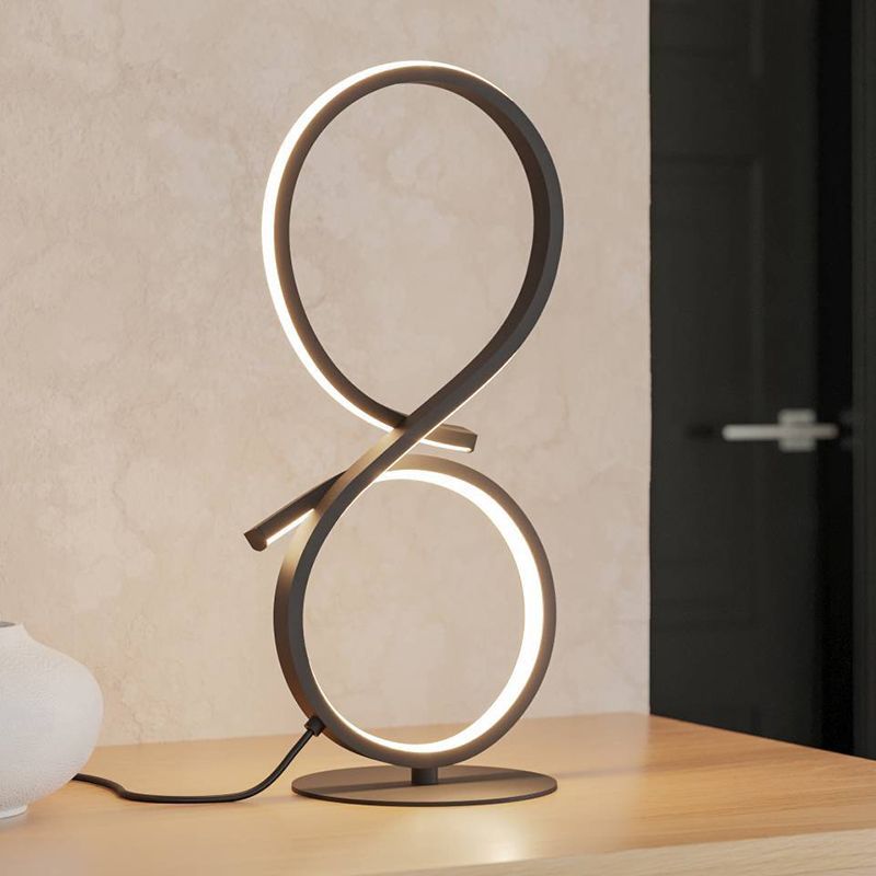 Zwarte moderne tafellamp aluminium, Thekla, 11,4W, 3000K LED, met schakelaar