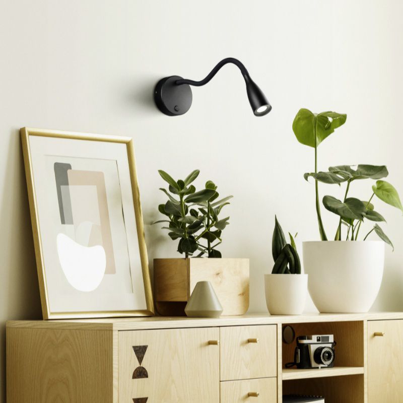 Zwarte wandlamp kunststof, Obbe, 3,8W, 3000K LED, met schakelaar