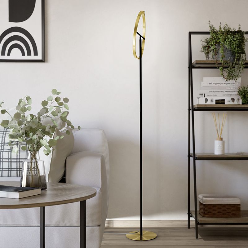 Messing design vloerlamp kunststof, Corwin, 8,8W, 3000K LED, met touchdimmer