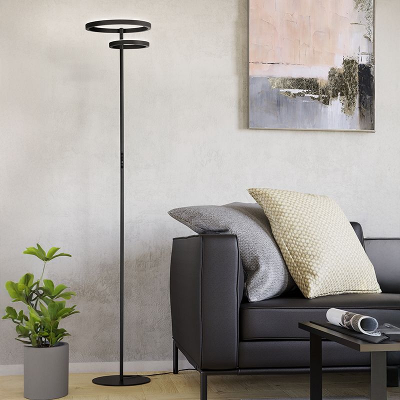 Zwarte design vloerlamp kunststof, Corwin, 16W, warm tot koud wit verstelbare LED, met touchdimmer
