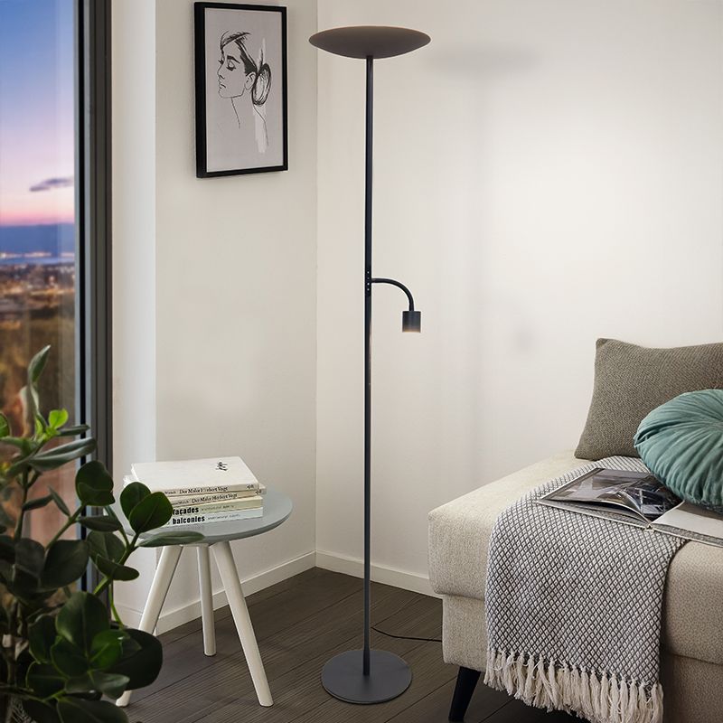 Zwarte moderne vloerlamp staal, Crijn, 26,5W, 2700K LED, met touchdimmer