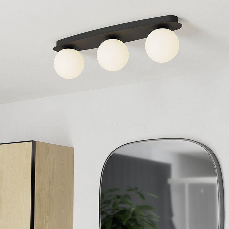 Zwarte moderne plafondlamp staal, Cornee, 4,2W, 2700K LED, IP44