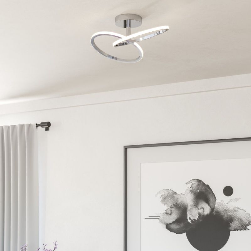 Chromen design plafondlamp staal, Minh, 12W, white switch LED Chromen design plafondlamp staal, Minh, 12W, white switch LED