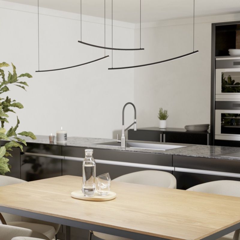 Zwarte moderne hanglamp kunststof, Vilko, 22W, white switch LED