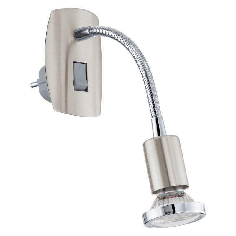 Nikkelen stopcontact wandlamp metaal, Alejandra, met schakelaar