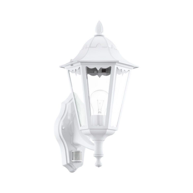 Witte klassieke buiten wandlamp met bewegingssensor aluminium, Leanna, IP44
