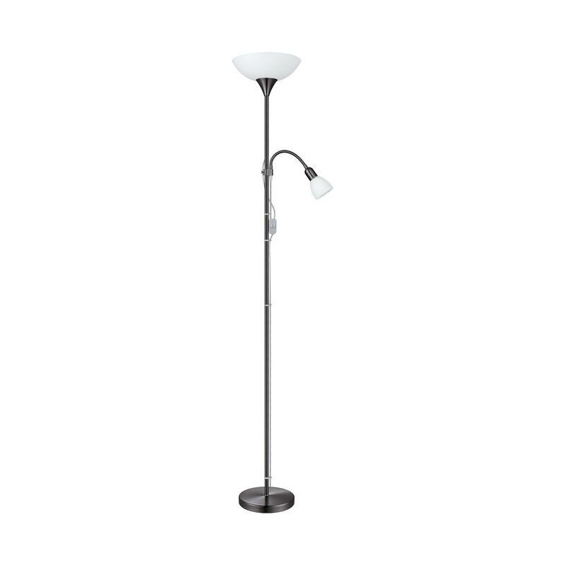 Burgo vloerlamp nikkel-nero met leeslamp