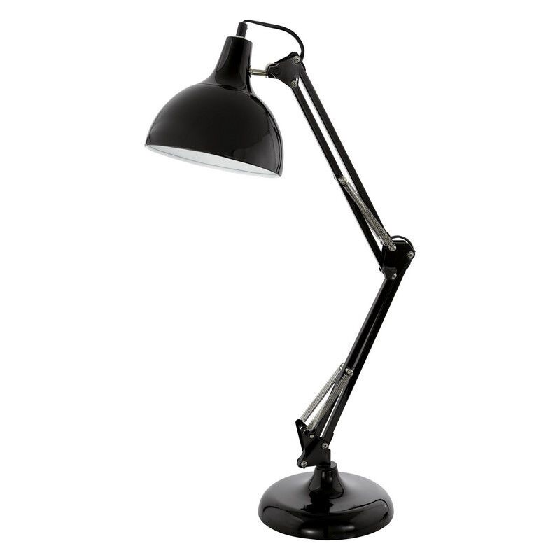 Zwarte industriële bureaulamp metaal, Josha, met schakelaar