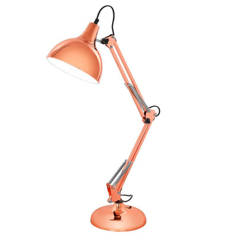 Koperen industriële bureaulamp metaal, Josha, met schakelaar