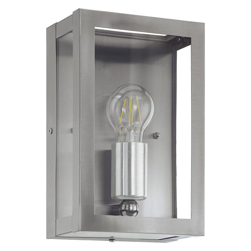 Zilveren industriële buitenlamp rvs, Alihan, IP44 Zilveren industriële buitenlamp rvs, Alihan, IP44