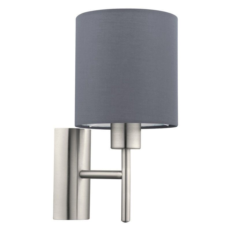 Grijze moderne wandlamp stof, Abano, met schakelaar