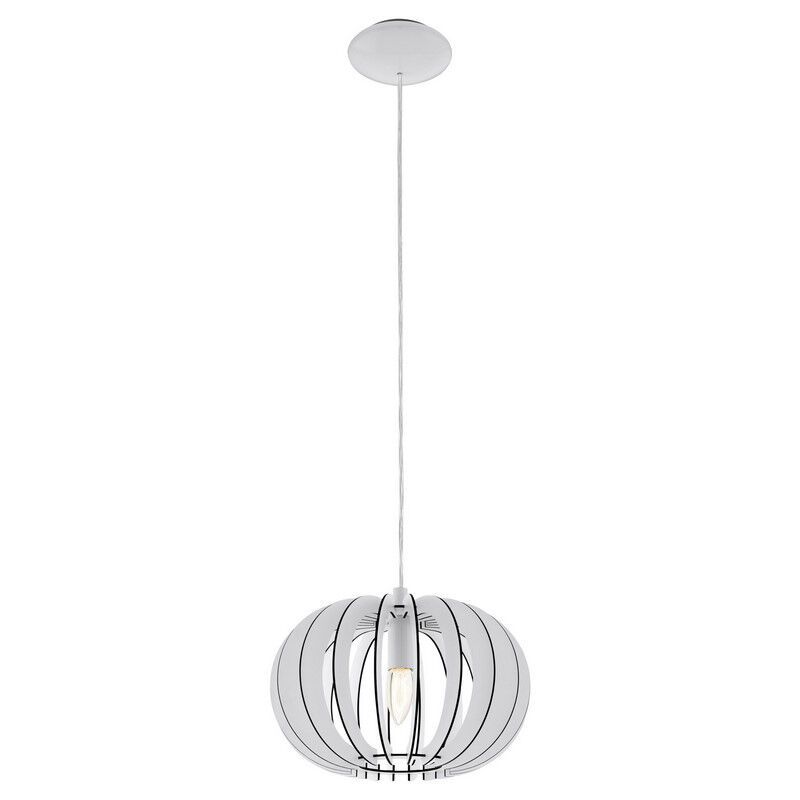 Witte landelijke hanglamp hout, Kiran