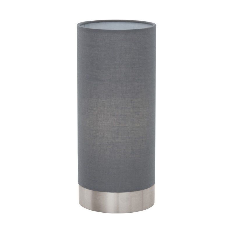 Grijze moderne tafellamp stof, Abano, met touchdimmer Grijze moderne tafellamp stof, Abano, met touchdimmer