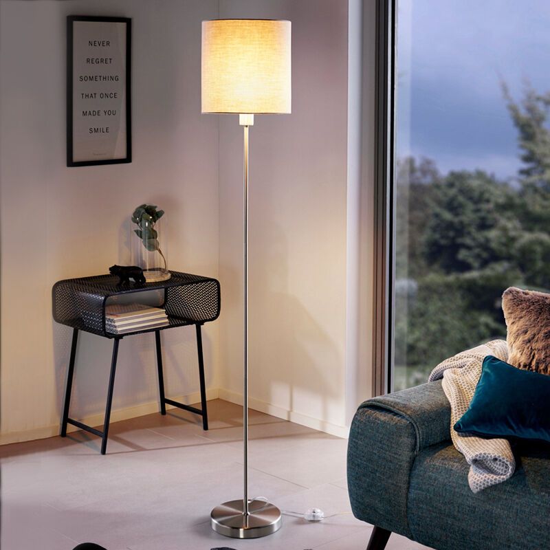 Taupe moderne vloerlamp stof, Abano, met schakelaar
