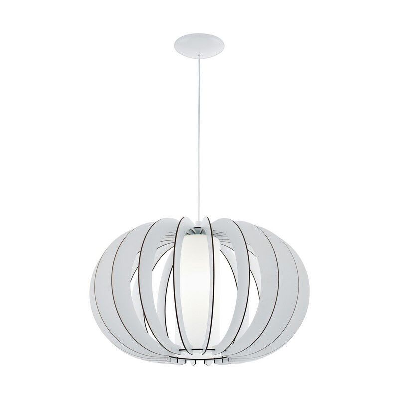 Witte landelijke hanglamp hout, Kiran, 50 cm