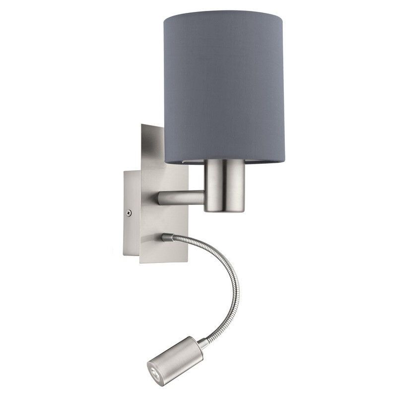 Grijze moderne wandlamp stof, Abano, met schakelaar