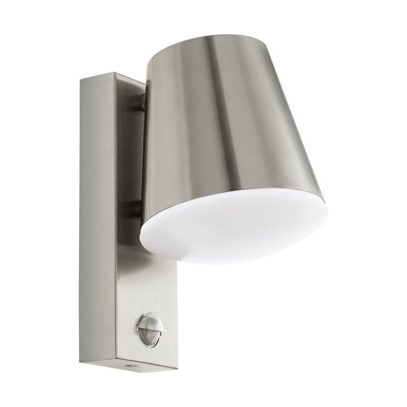 Zilveren moderne buiten wandlamp met bewegingssensor rvs, Aiden, IP44