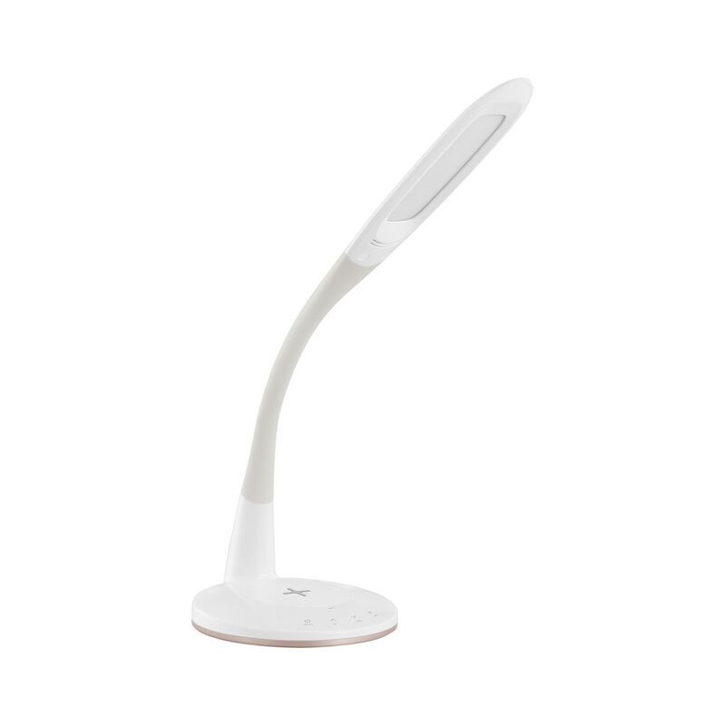 Witte tafellamp Yannis, kunststof, met verstelbare lichtkleur