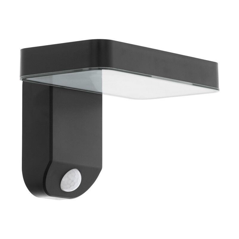 Zwarte moderne buiten wandlamp op zonne-energie kunststof, Fulco, 5W, 3000K LED, IP44