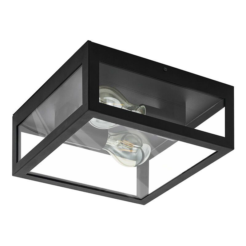 Zwarte moderne badkamer plafondlamp glas, Amadou, IP44